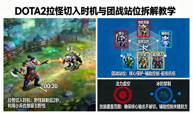 DOTA2 拉怪切入时机与团战站位拆解教学画面
